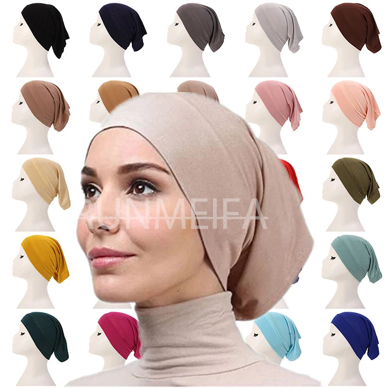 AYNOUR Hijab Caps Solid Underscarf Women